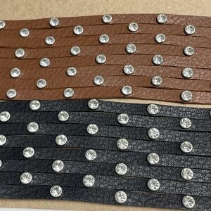 Paparazzi Jewelry Sass Squad Blinged Lot Of 2 Black N Brown Wide Wrap Bracelets